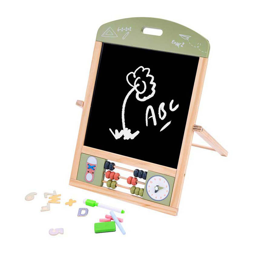 Wooden table school and whiteboard