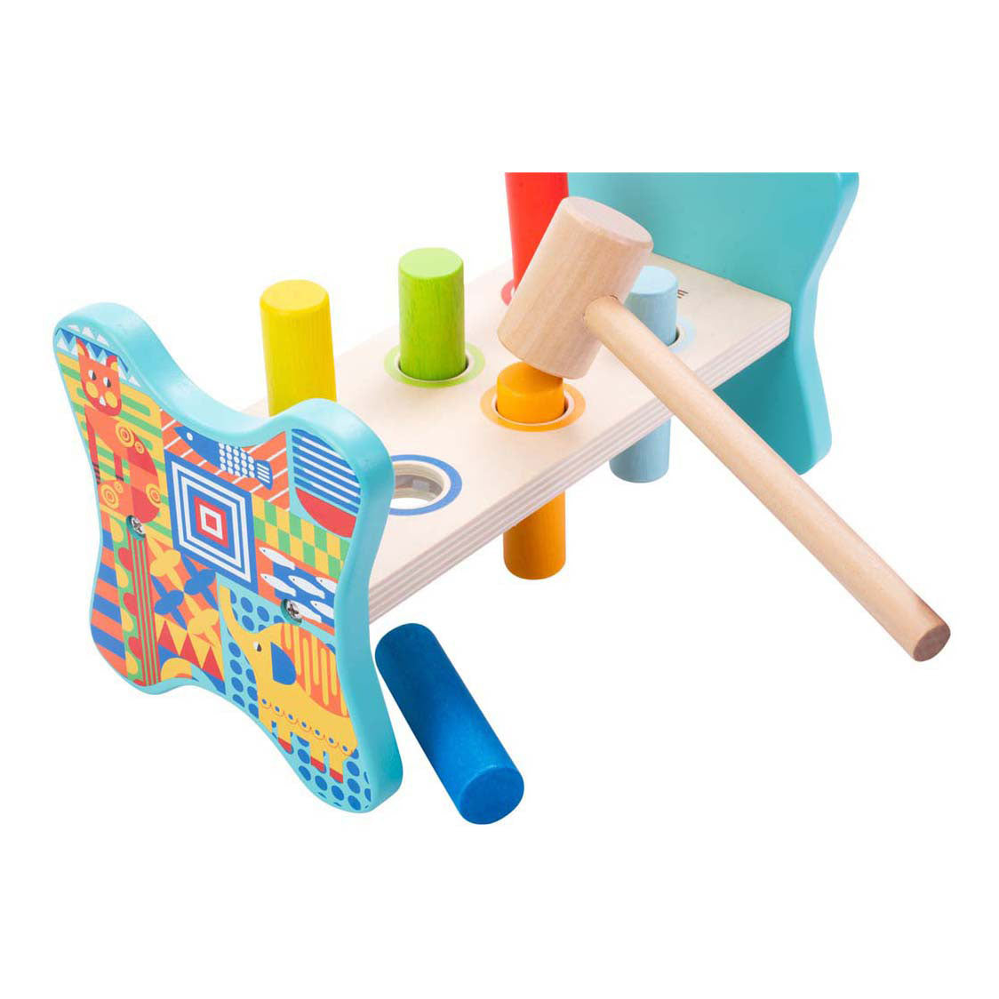 Wooden hammer bench animals