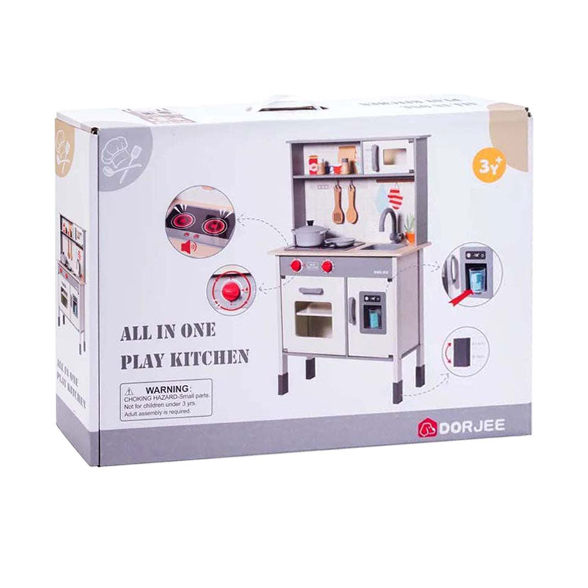 Cuisine Dorjee en bois de jeu, y compris les accessoires blancs