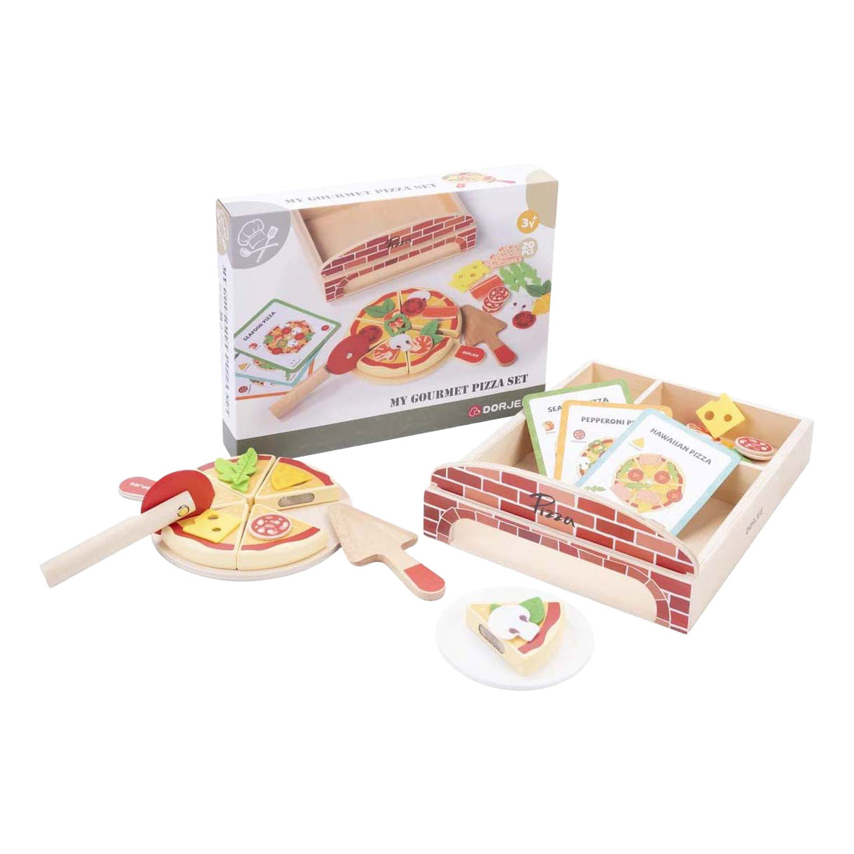 Houten gourmet pizza set, 20dlg