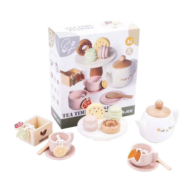 Wooden tea play set, 17 pieces