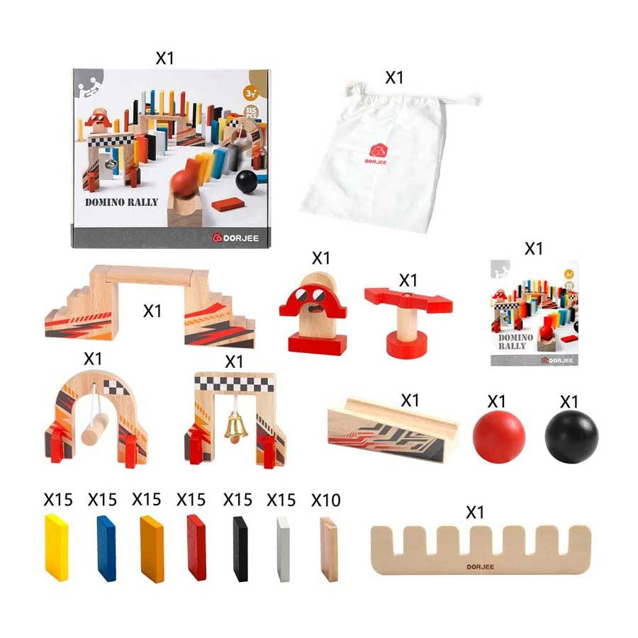 Дървен комплект за игра Dorjee Rally Dominoes 115 части