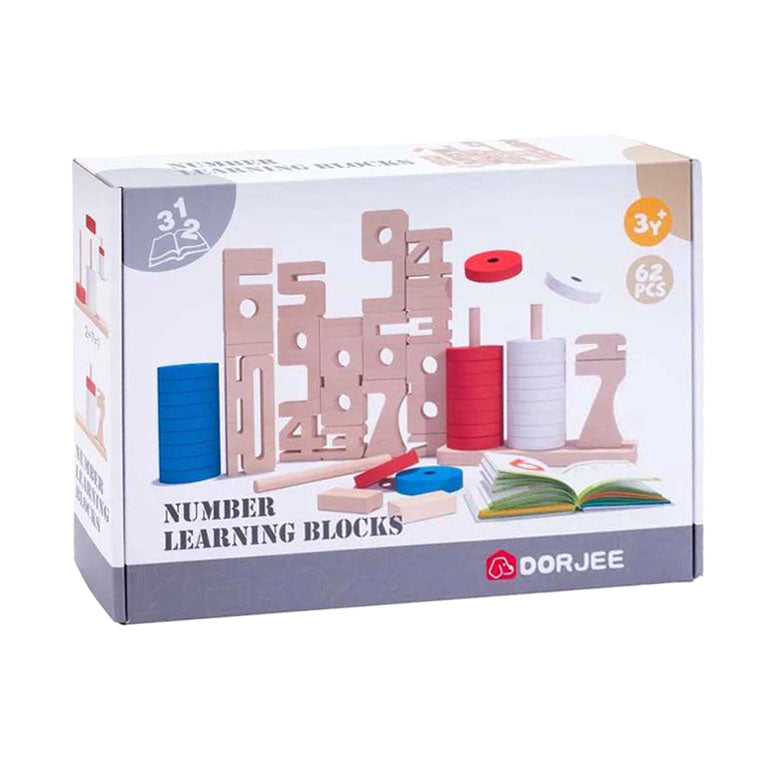 Wooden counting blocks, 62 pcs.