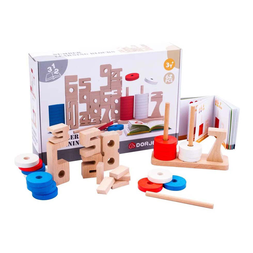 Wooden counting blocks, 62 pcs.