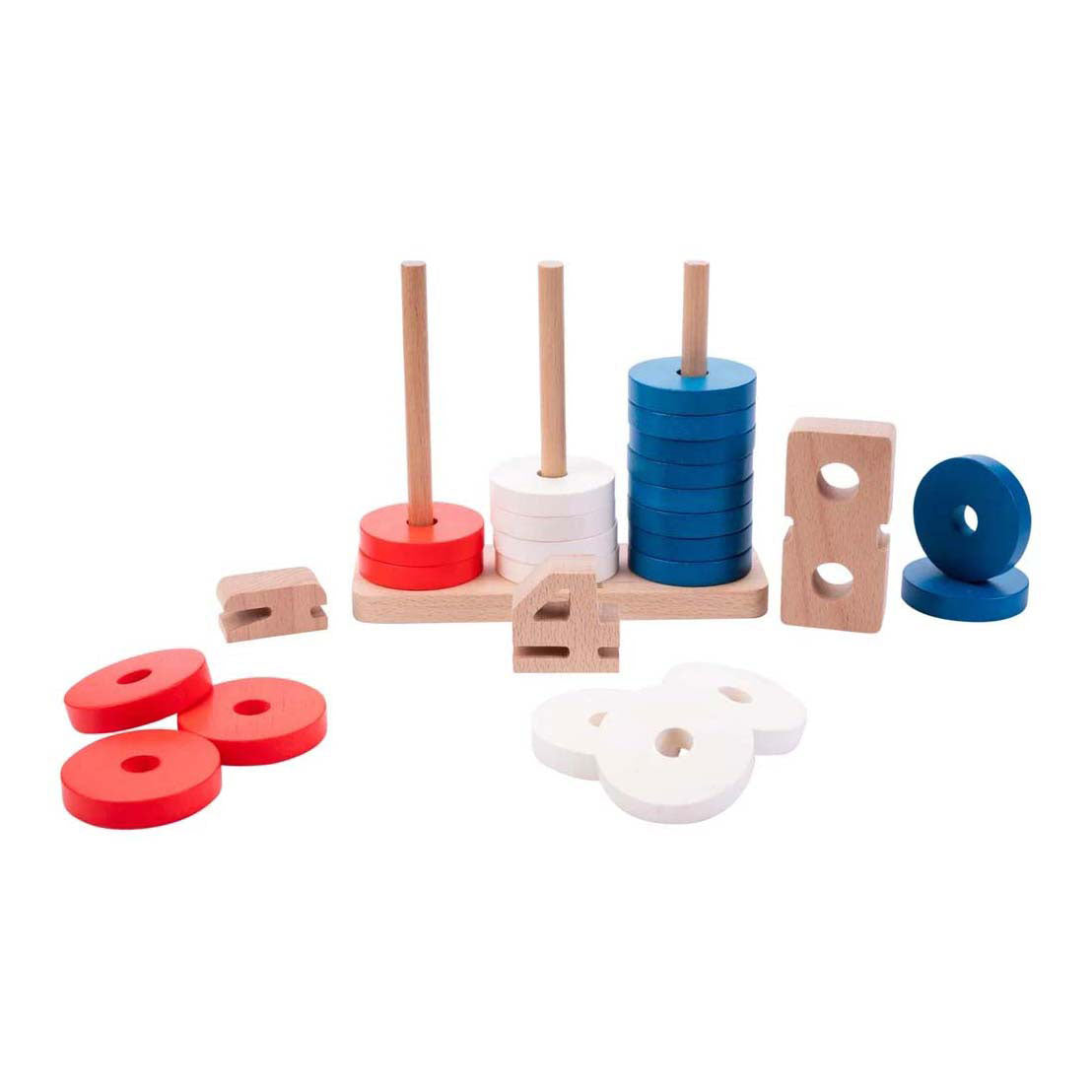 Wooden counting blocks, 62 pcs.