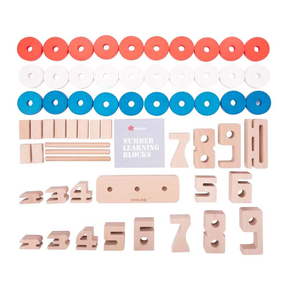Wooden counting blocks, 62 pcs.