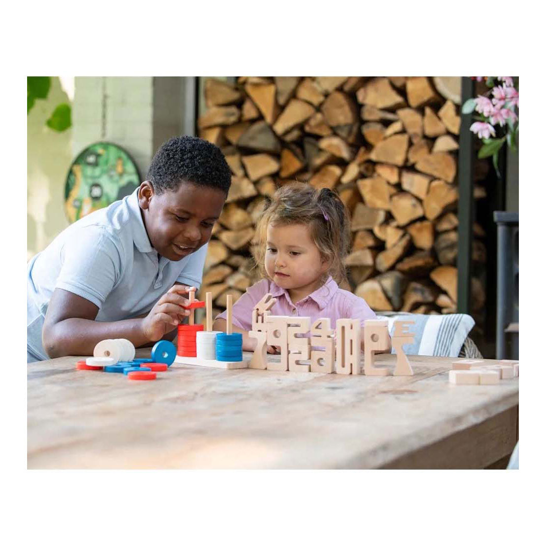 Wooden counting blocks, 62 pcs.