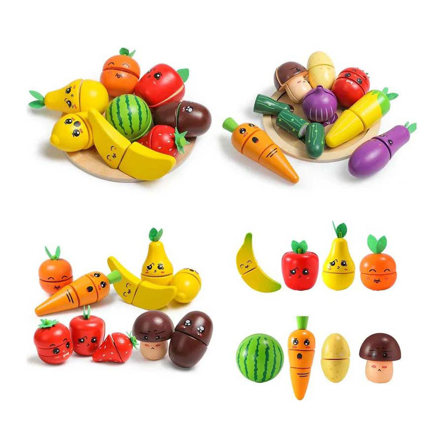 Wooden cutting set for vegetables and fruit