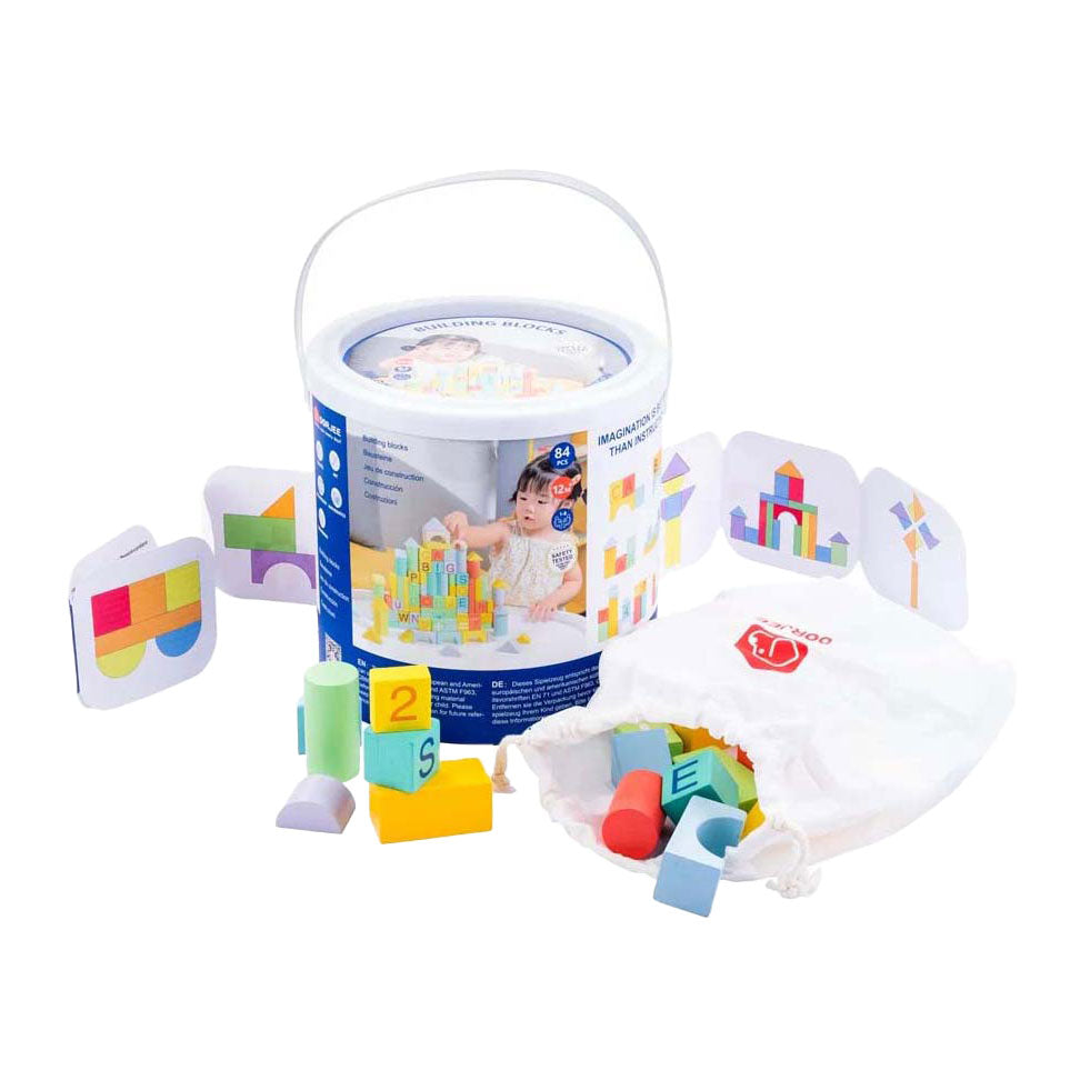 Wooden building blocks color, 84 pcs.