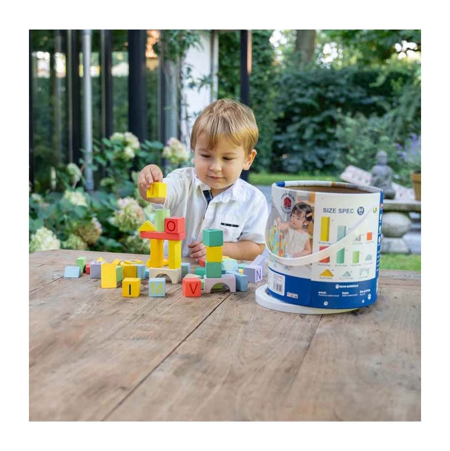 Wooden building blocks color, 84 pcs.