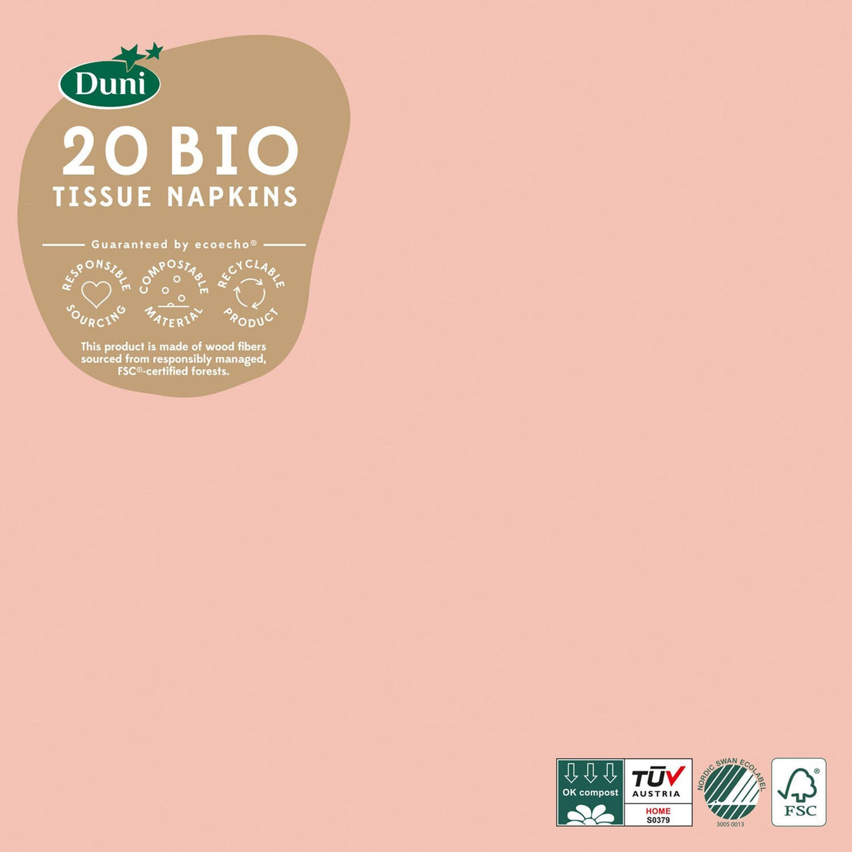 Duni servetten mellow rose 33x33cm