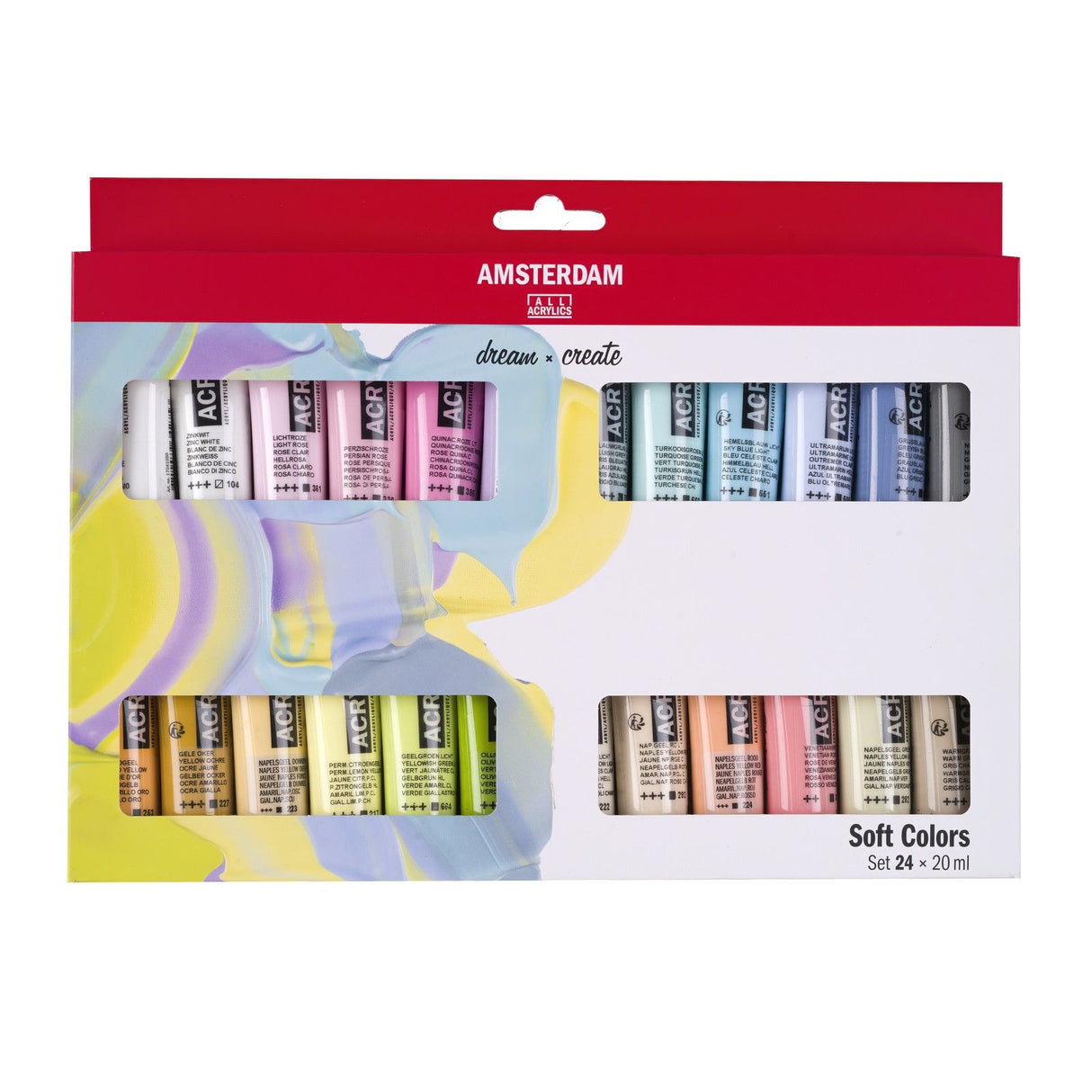 Bruynzeel Amsterdam standard series acrylic paint soft colors set 20ml, 24 pcs.