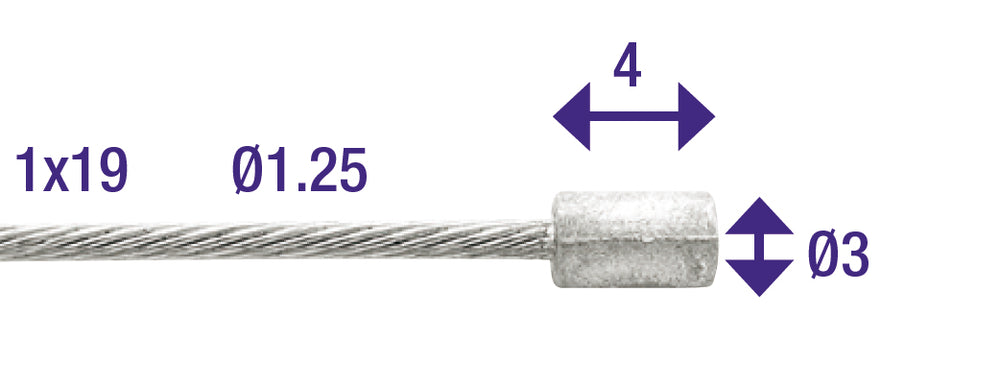 Elvedes Gas Inner Cable Universal 2250mm 7.7 Wire V-Nipple (on card)