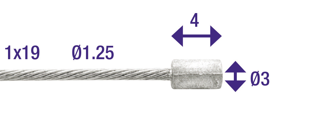 Elvedes Gas Inner Cable Universal 2250mm 7.7 Wire V-Nipple (on card)
