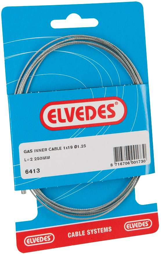 Elvedes Gas Inner Cable Universal 2250mm 7.7 Wire V-Nipple (on card)