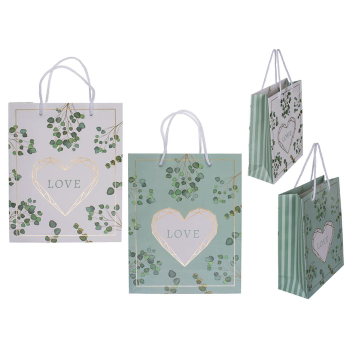 Ootb cadeautasje love 18x8x23cm groen wit