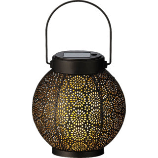 Kaemingk solar lantern metal black gold 14 cm diameter