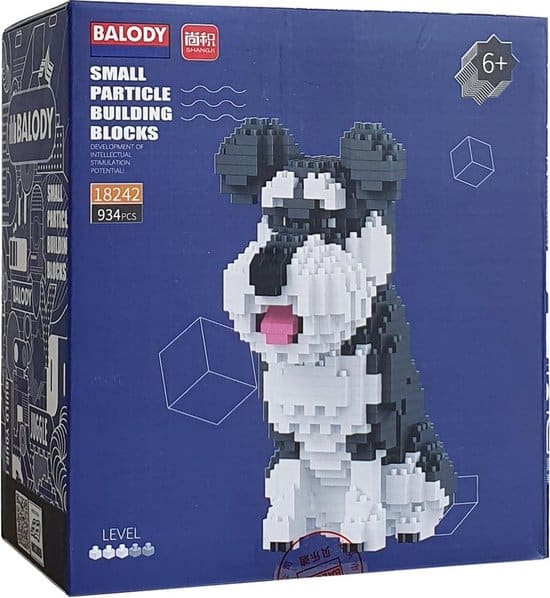 Balody Schnauzer Dog with Nanoblocks Mini Lego Building Blocks 934 Pieces