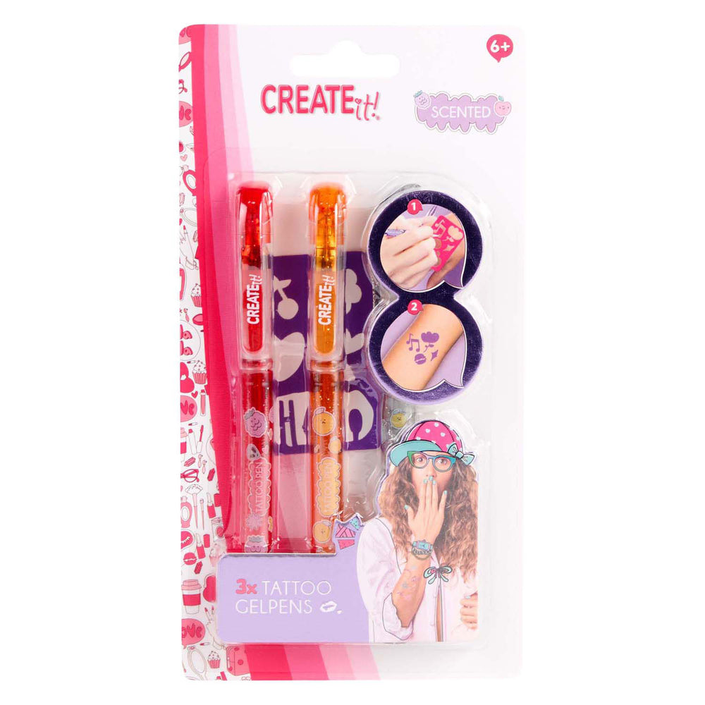 Create it! Tattoo scent pens, 3 pcs + template