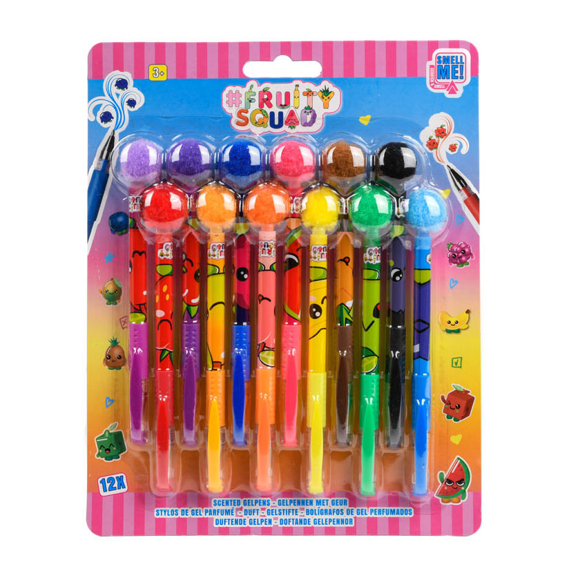 Canenco fruity squad pompom gel pens with scent, 12 pcs.