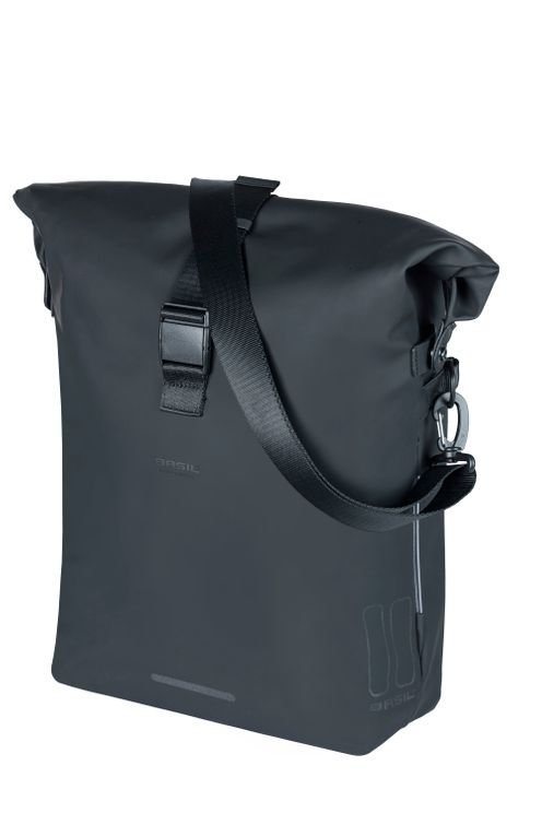 Boba de hombro de bicicleta lateral Basil Soho Mik - Negro, impermeable, PU, Nordlicht LED, 17L