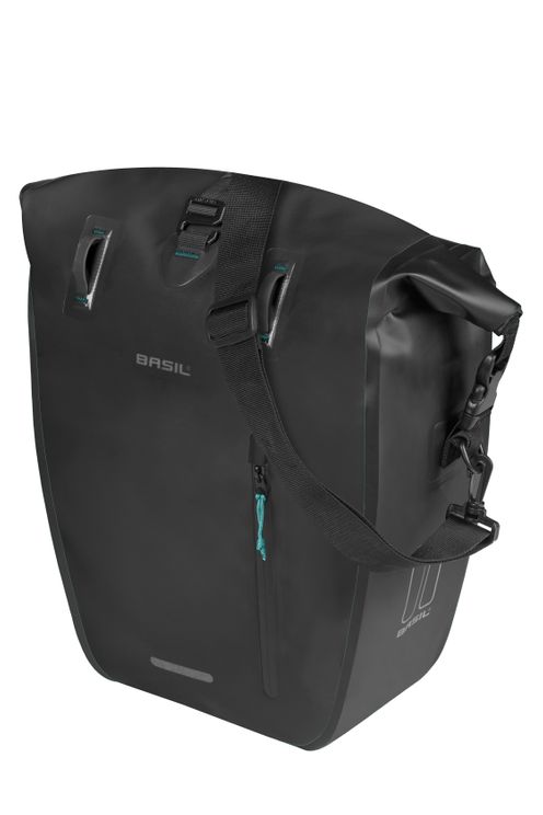 Basil single bicycle bag rivo l tarpaulin mik 25-31l 14 x 28 x 43 cm - black