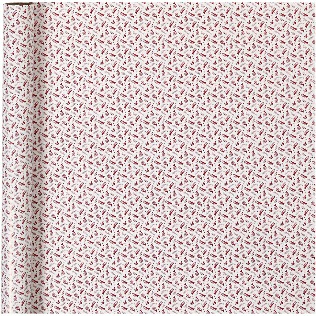 Creativ company wrapping paper, trumpet, w: 70 cm, 80 gr, red, white, 4 m 1 roll