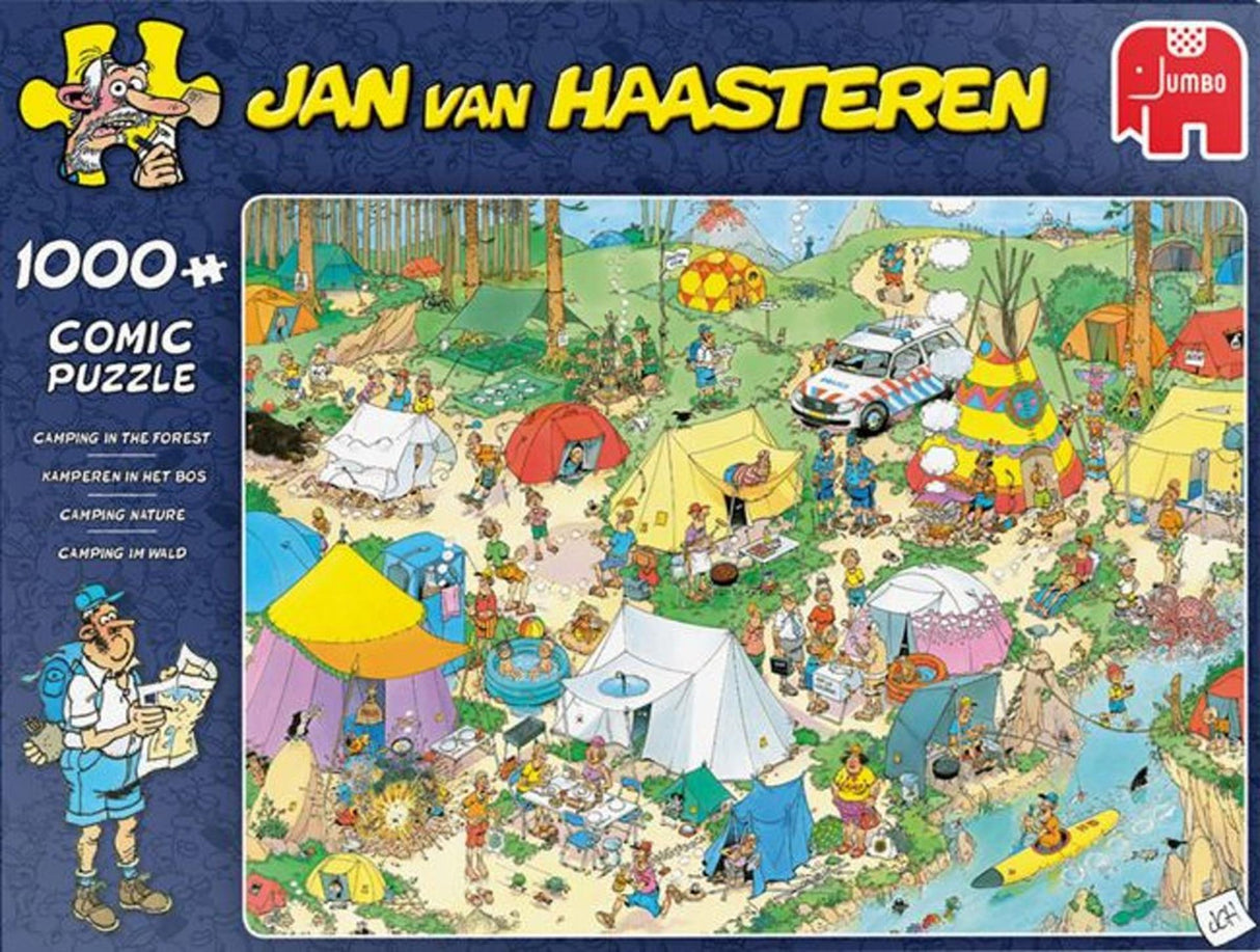 Jumbo Jan van Haasteren jigsaw puzzle - camping in the woods, 1000 pieces.