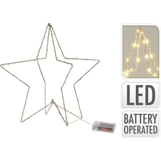 No fire star with LED 37cm gold | 3 pieces