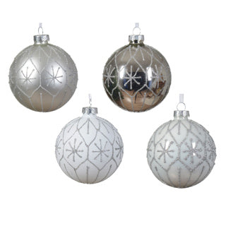 Boule de Noël en verre 2 couleurs assorties 8 cm | 12 pièces