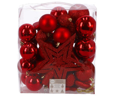 Edelman tree decoration unbreakable red 40 pieces
