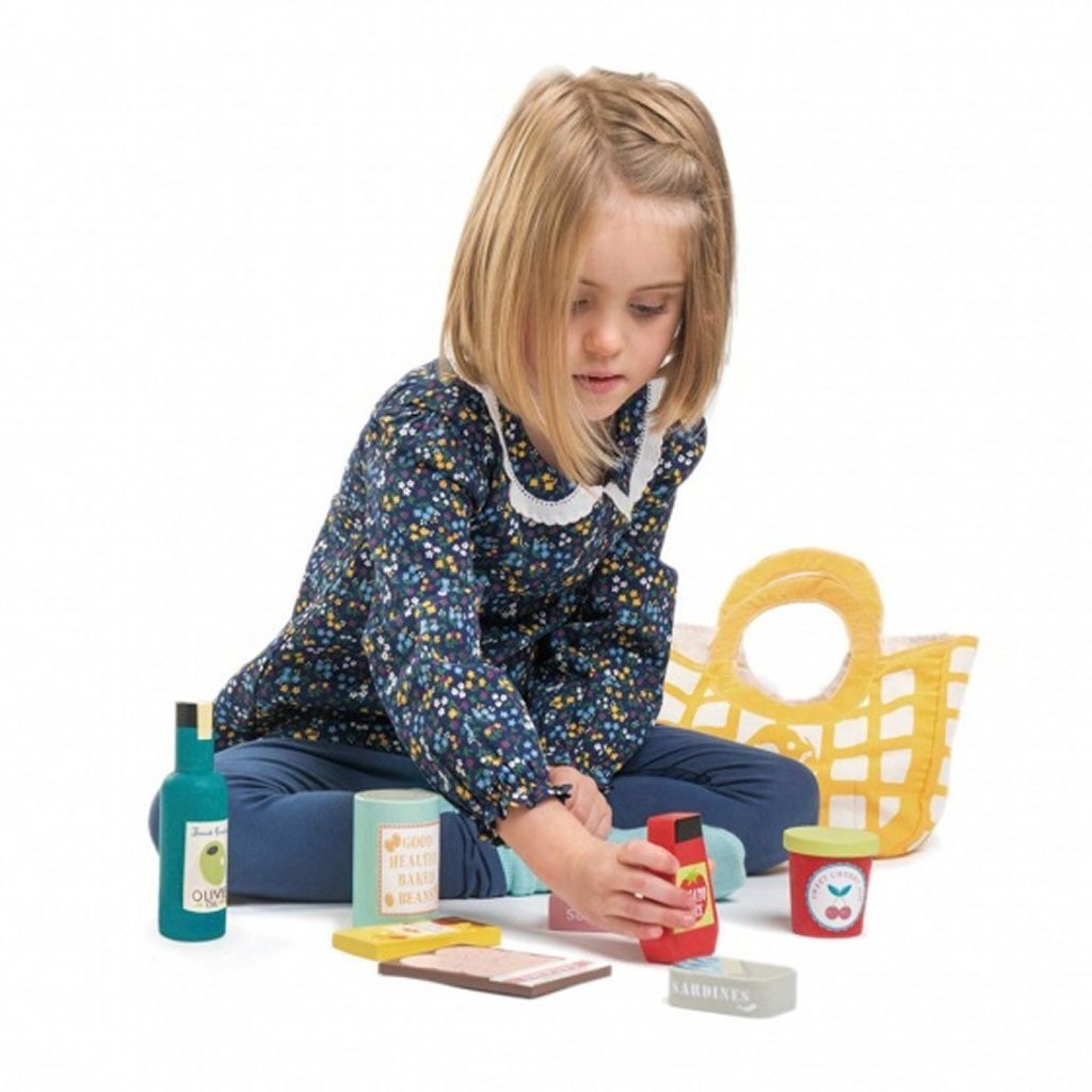 Tender toys wooden shopping + canvas bag