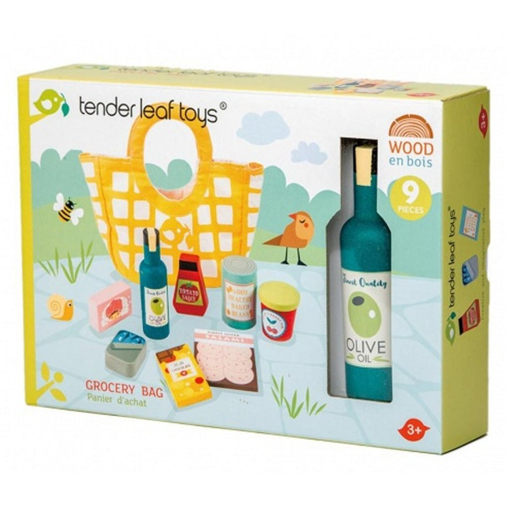 Tender toys wooden shopping + canvas bag