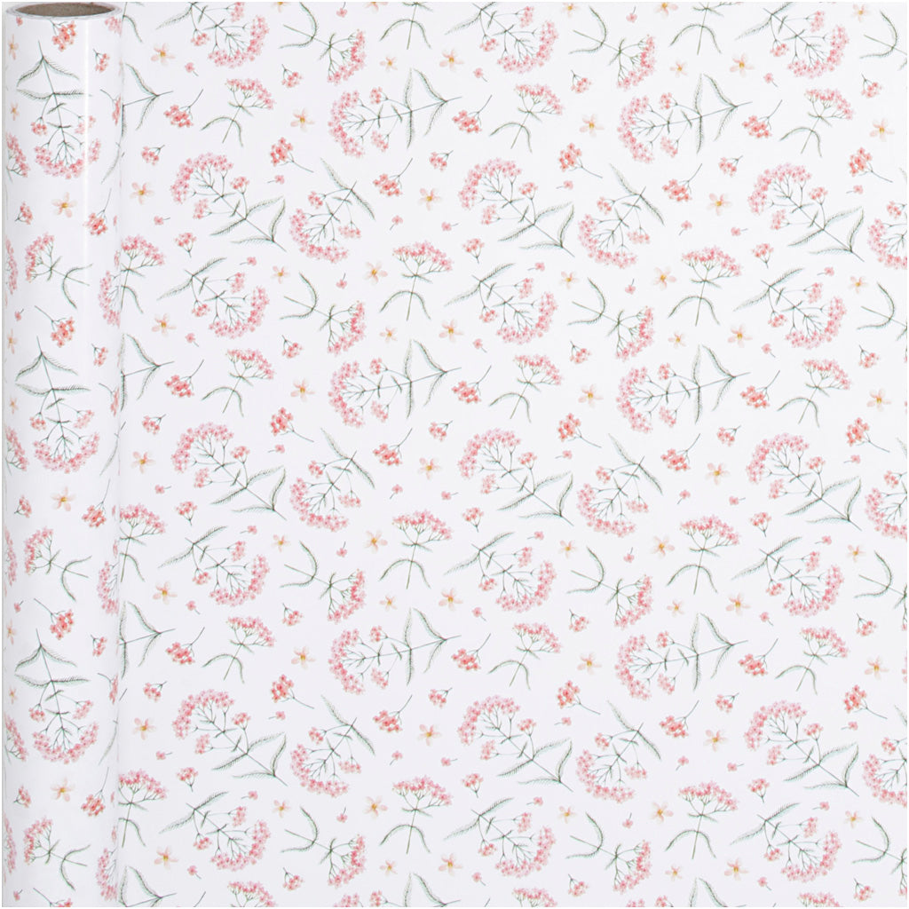 Creativ company wrapping paper, flowers, w: 50 cm, 80 gr, 5 m 1 roll