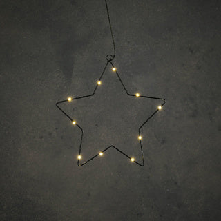 Edelman star black warm white 10 LED battery operated - d25cm