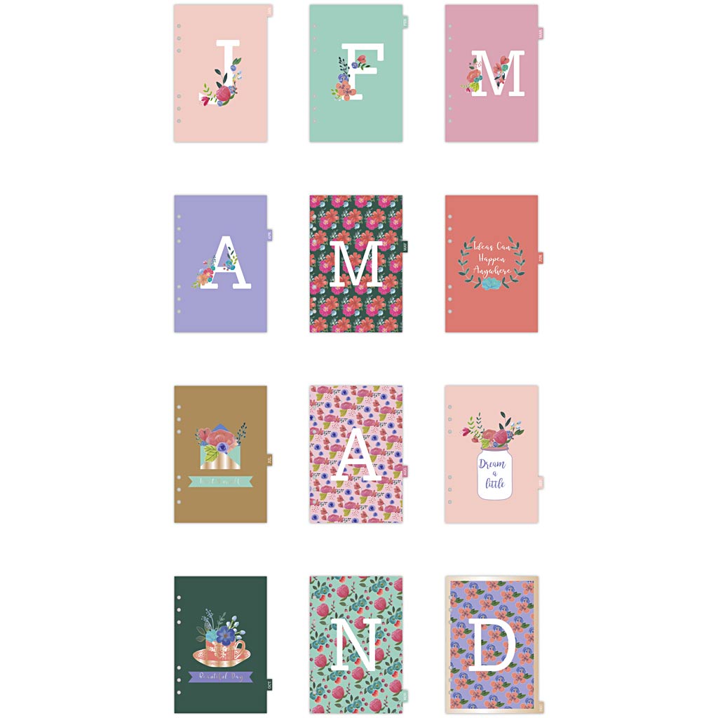 Creative Company Index Divider, A5, 12 pages, gold, red, coral, 1 piece