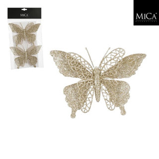 Edelman clip butterfly champagne 2 pieces - l16xw11cm | 5 pieces
