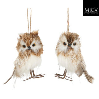 Ornament owl brown 2 assorted - l9xw6xh12cm