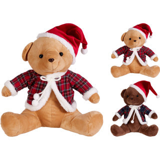 Bear with Santa hat 35cm 3ass
