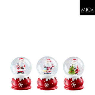 Santa Claus water ball decoration, red, 3 assorted - h6.5 x d4.5 cm