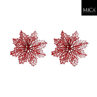 Edelman clip poinsettia red 2 pieces - h3xd13.5cm