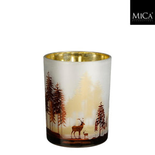 Theelicht houder hert goud - h12,5xd10cm