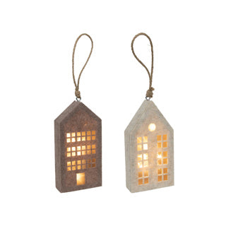 House pendant beige brown felt led 20cm 2ass