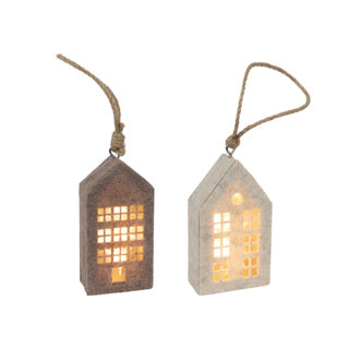 House pendant beige brown felt led 14.5cm 2ass