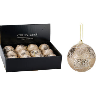 Christmas ball 80mm glitter gold