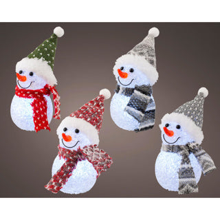 Led snowman fabric steady bo inside 4ass dia6cm x h.16cm