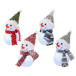 Led snowman fabric steady bo inside 4ass dia6cm x h.16cm