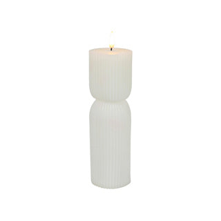 No brand led candle ribbed white d7x22,5cm 2xaa excl.