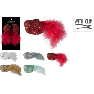 Bird on clip 12cm set2 5ass col