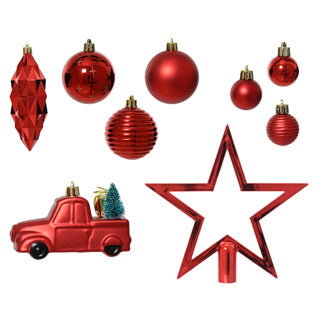 Decoris julgransdekoration 67 delar röd